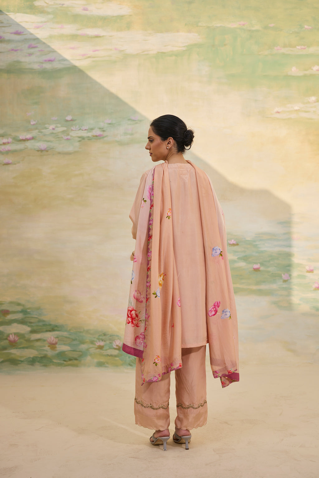 CARAMEL SHORT SILK KURTI SET