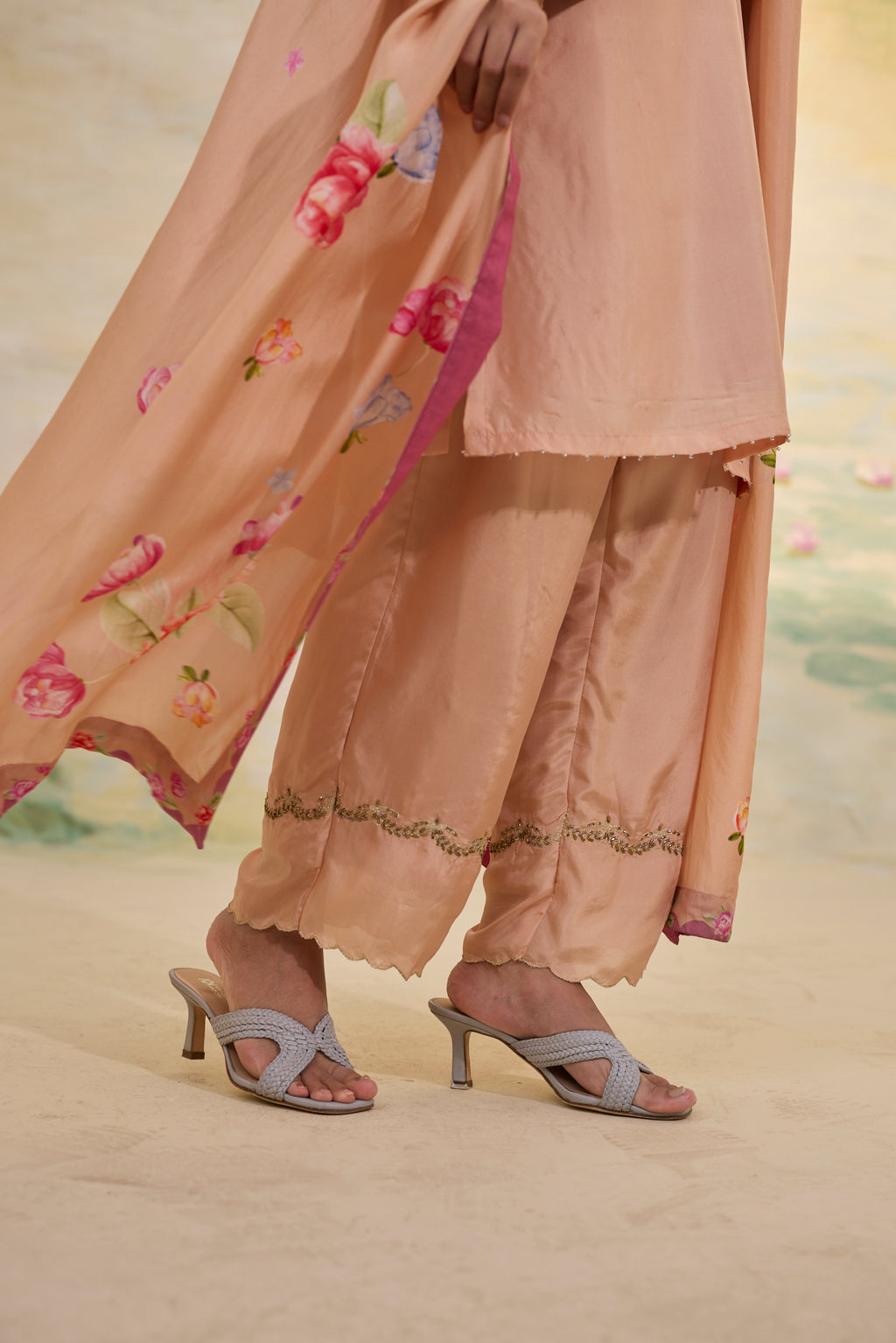 CARAMEL SHORT SILK KURTI SET