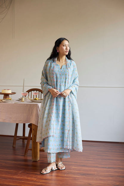 Juanita- POWDER BLUE PINTUCK  SET