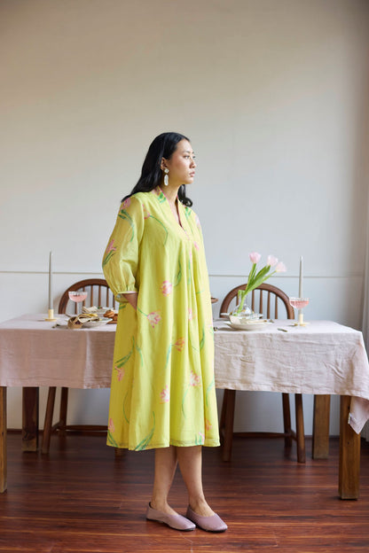 Juanita- LIME TULIP DRESS