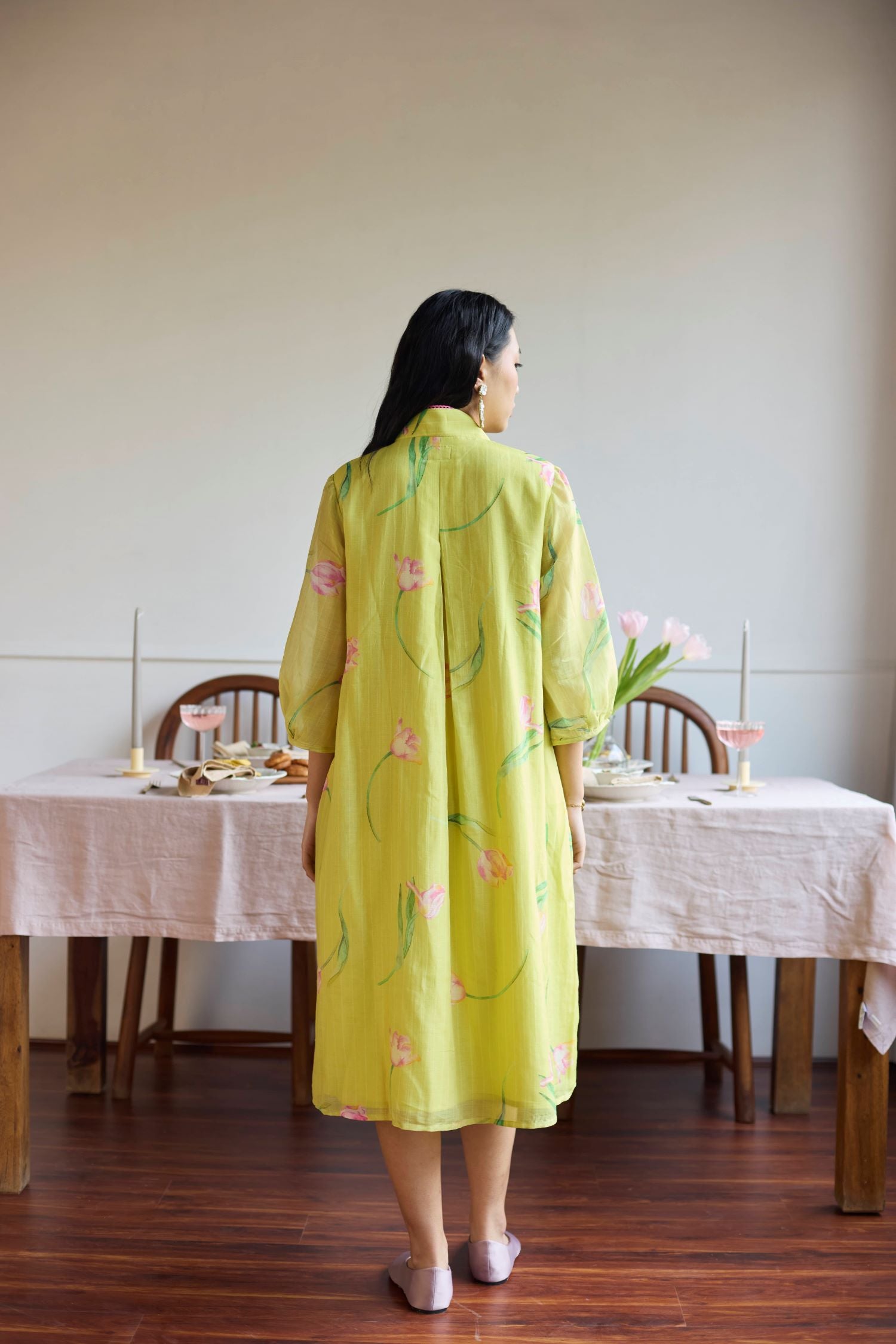 Juanita- LIME TULIP DRESS