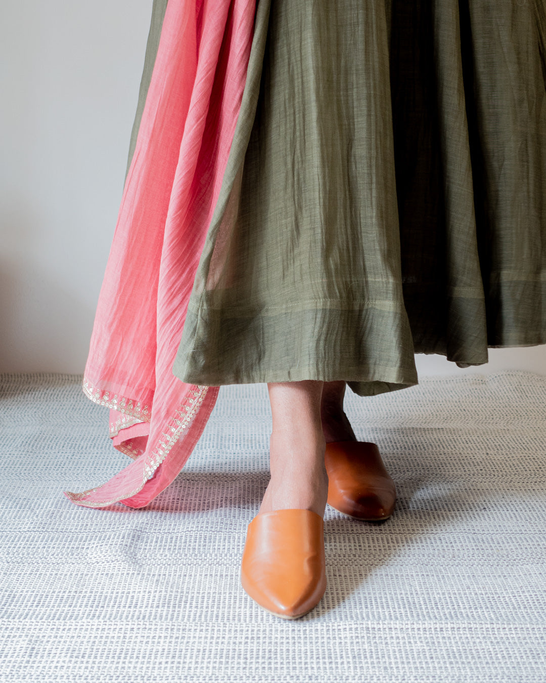 Juanita- Olive and Old Rose Anarkali set