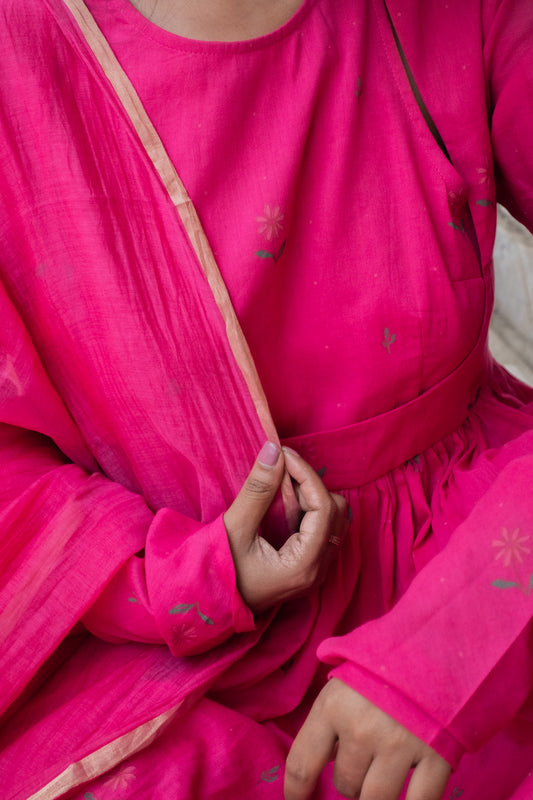 Juanita- Hot Pink Blooming Daisy Anarkali