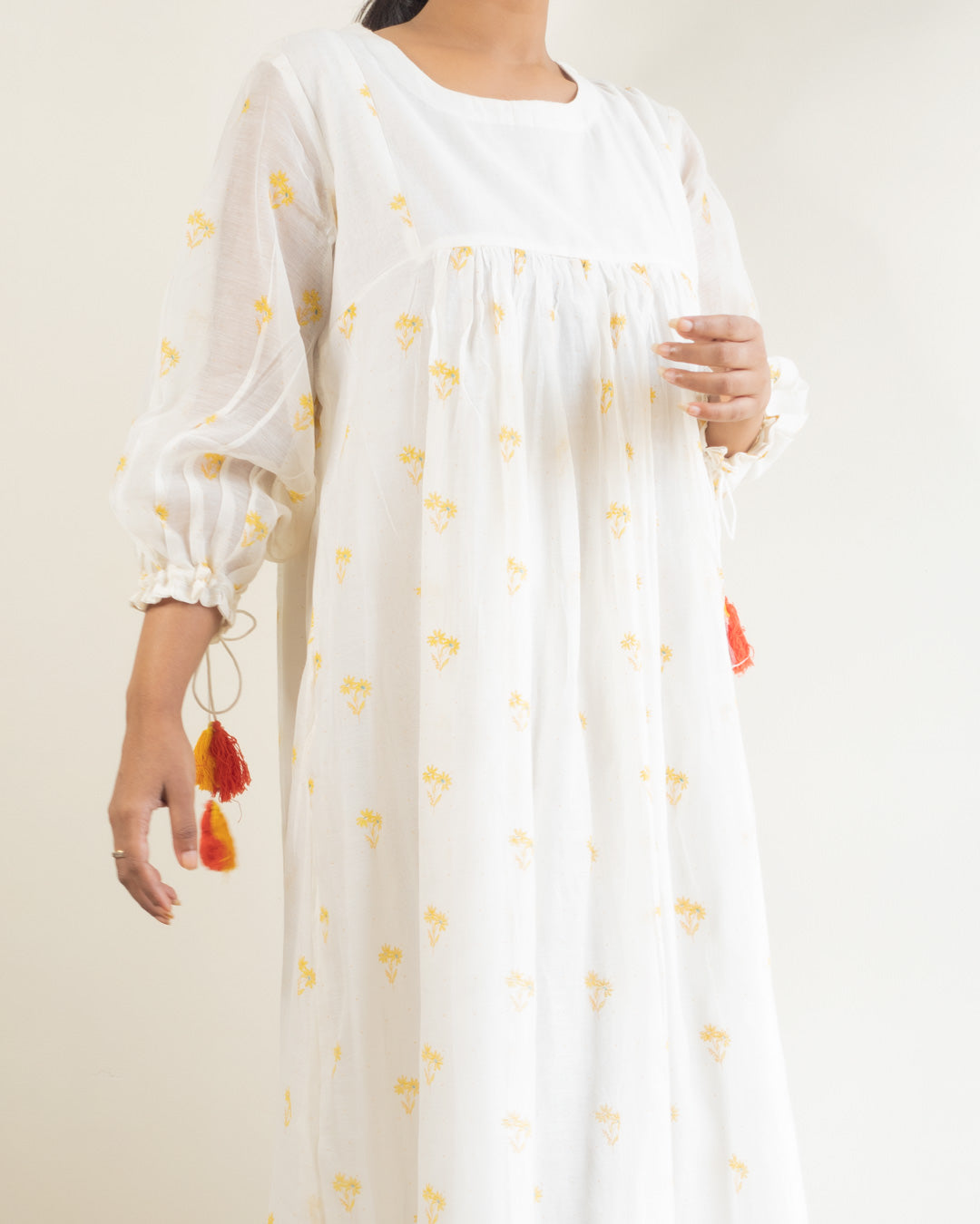 Juanita- Ivory Candid Flower Gather Dress
