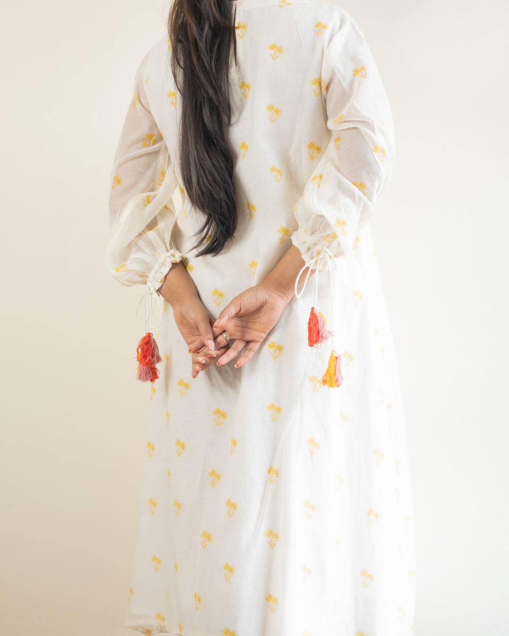 Juanita- Ivory Candid Flower Gather Dress