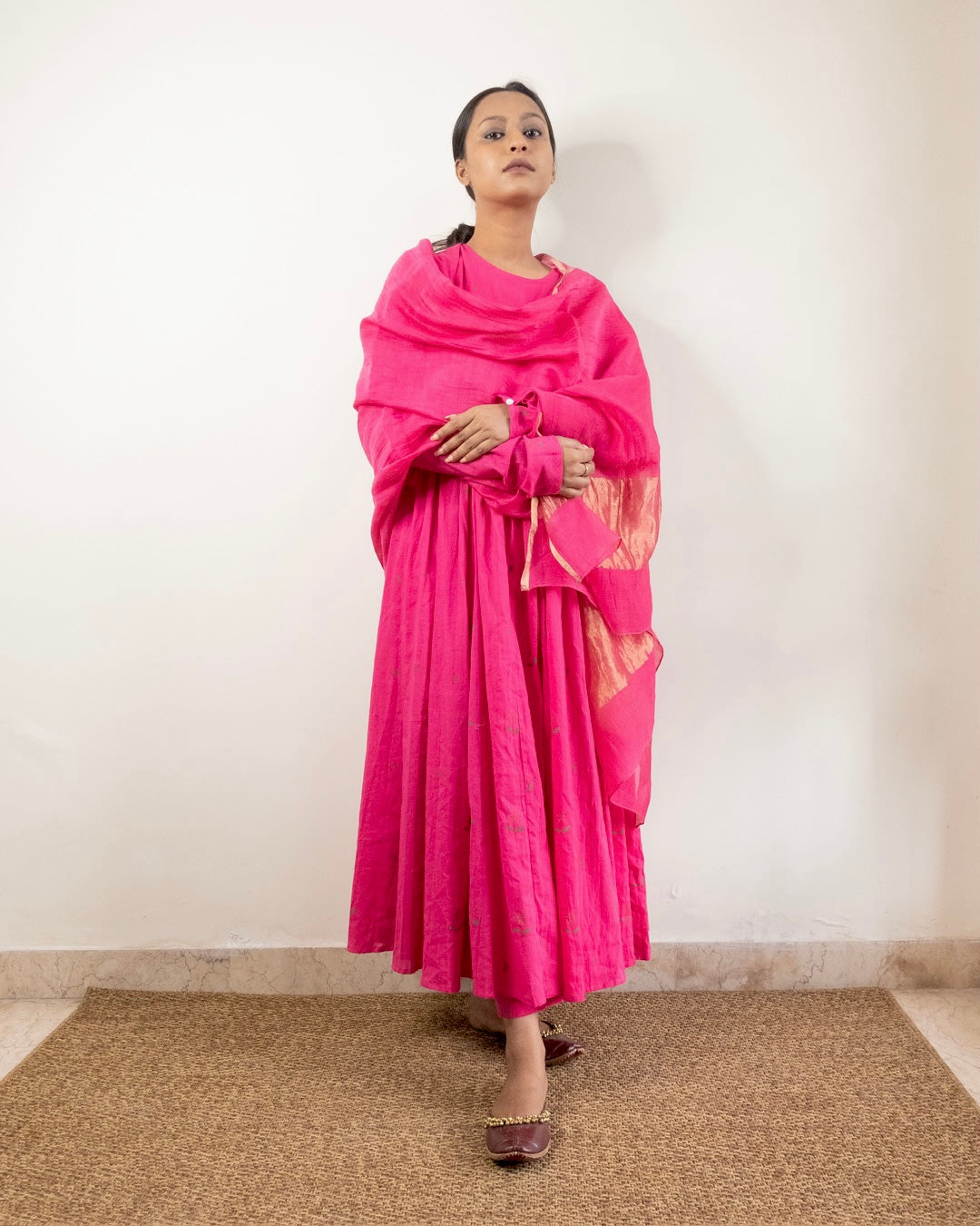 Juanita- Hot Pink Blooming Daisy Anarkali