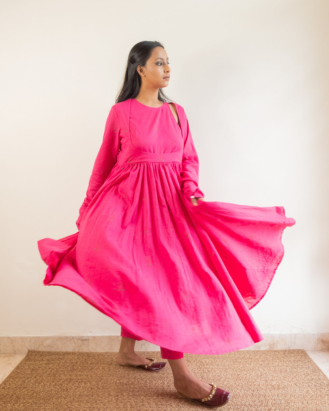 Juanita- Hot Pink Blooming Daisy Anarkali