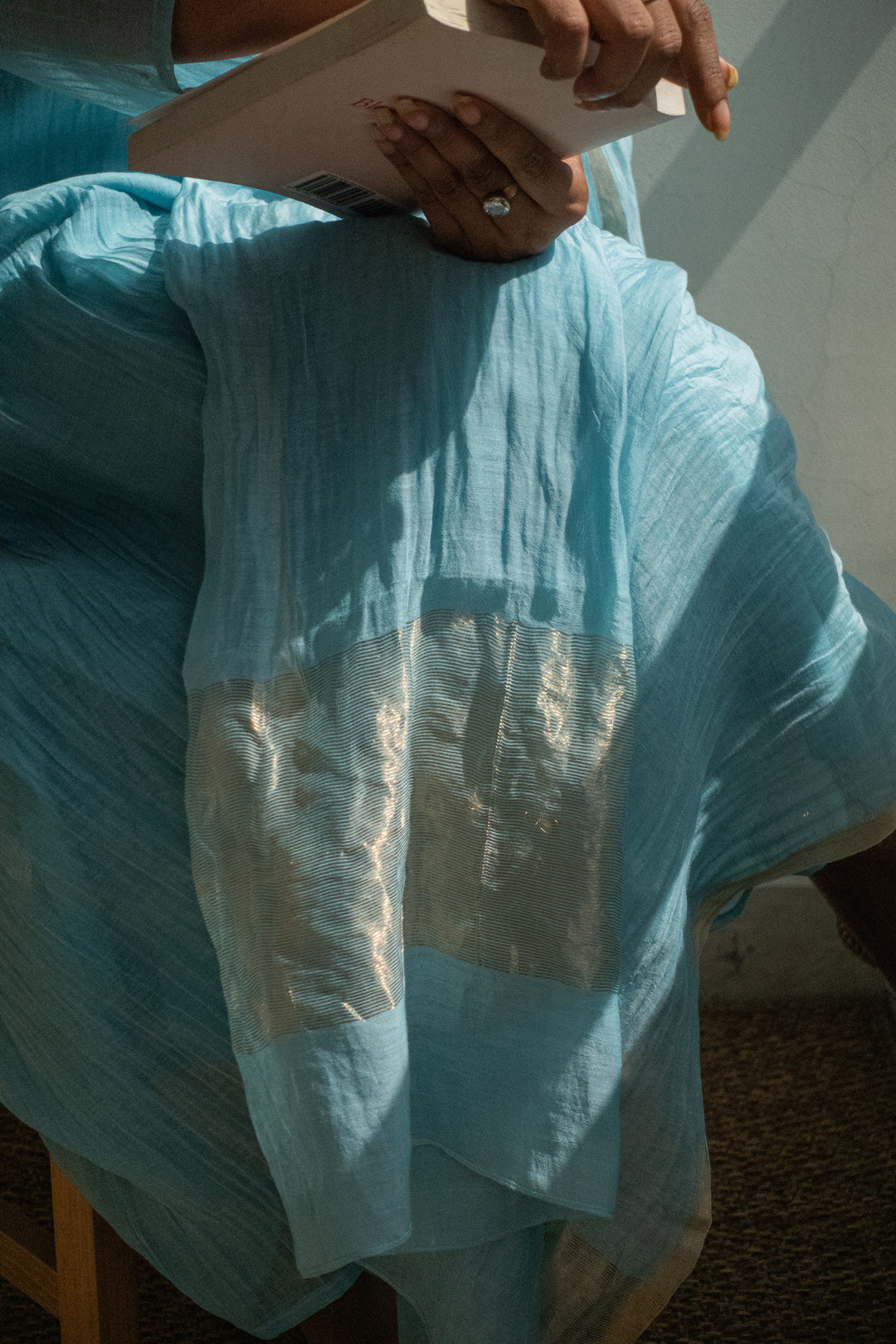 Juanita- Handwoven chanderi sea blue kurta