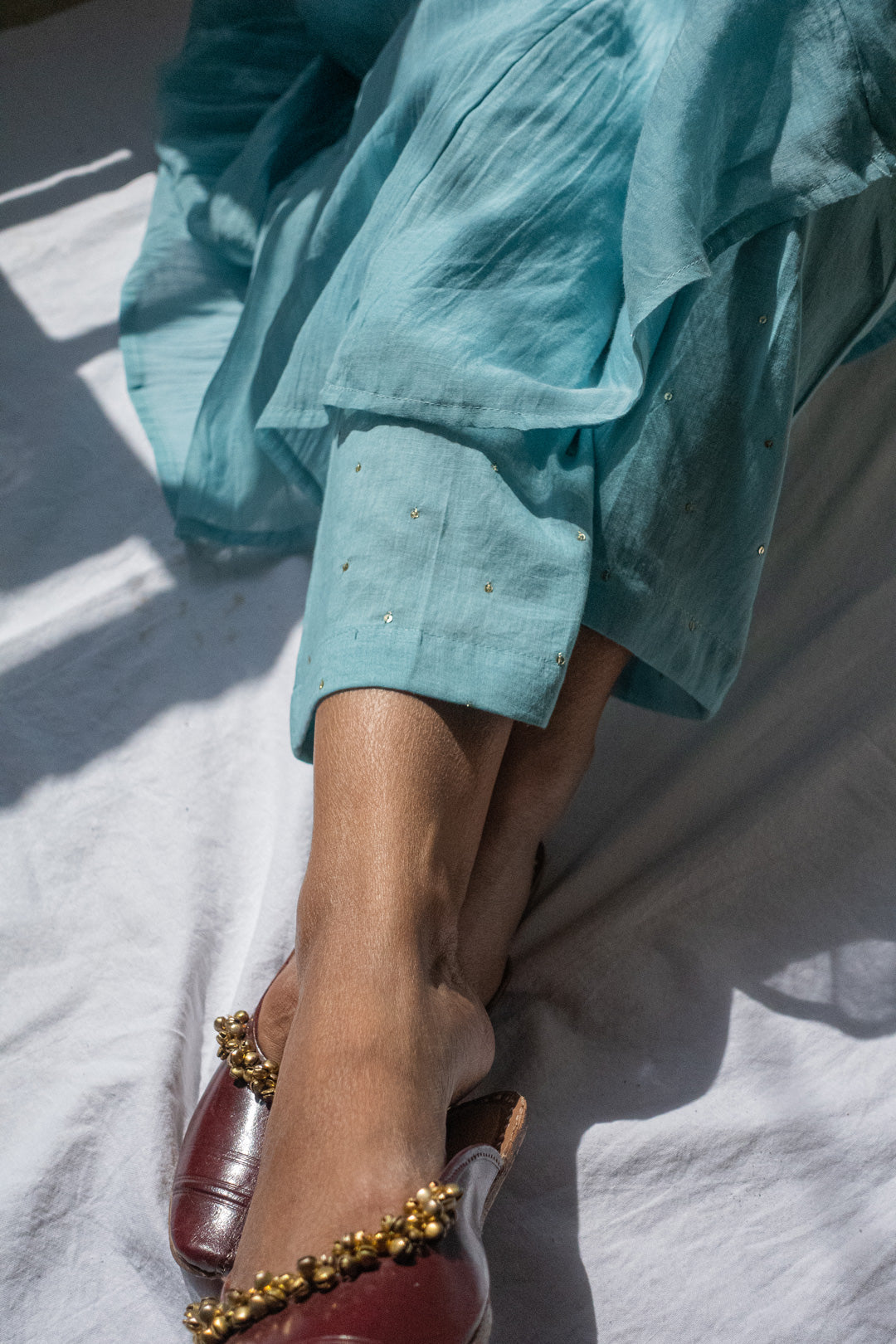 Juanita- Handwoven chanderi sea blue kurta
