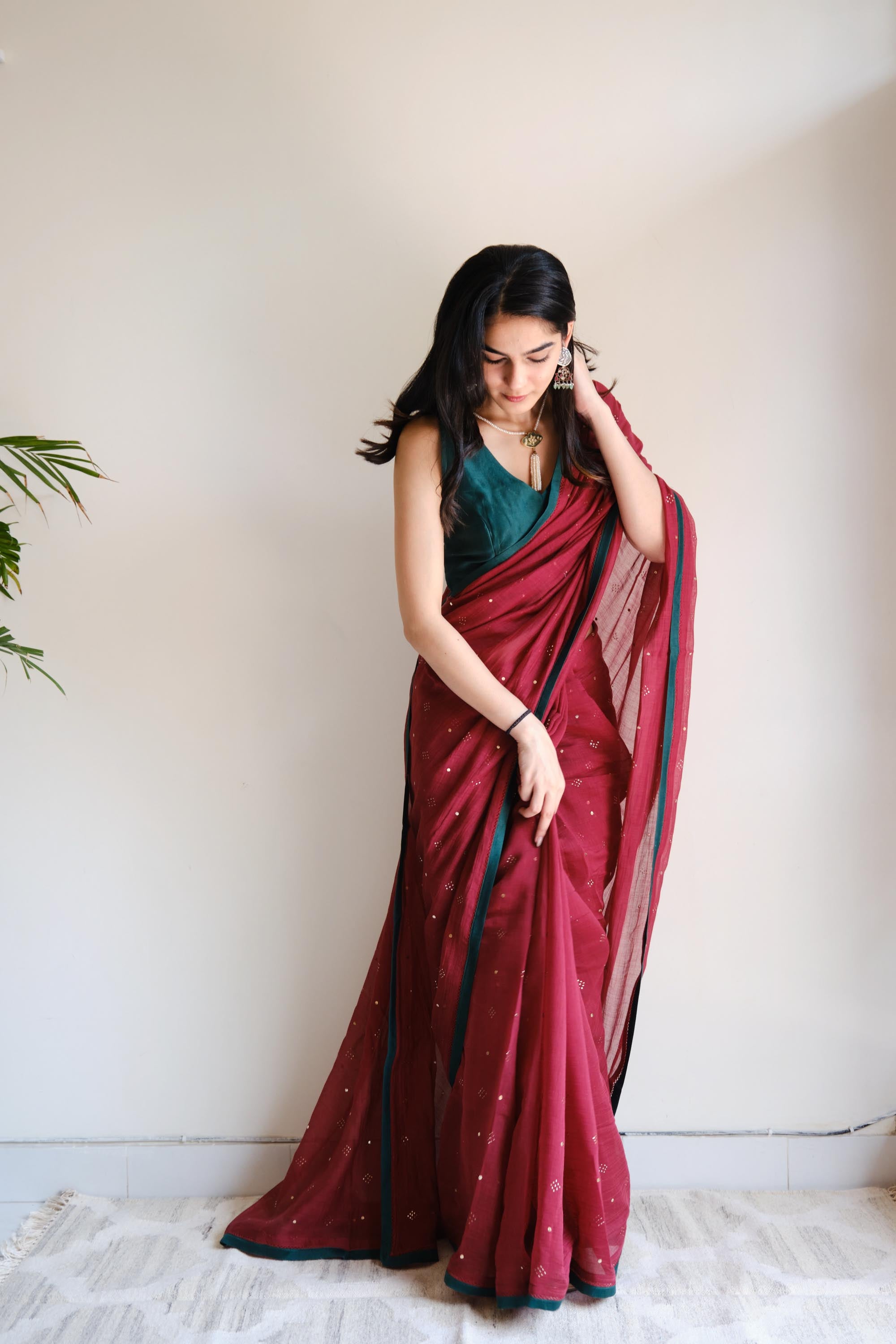 Juanita- MAROON MUKAISH SAREE