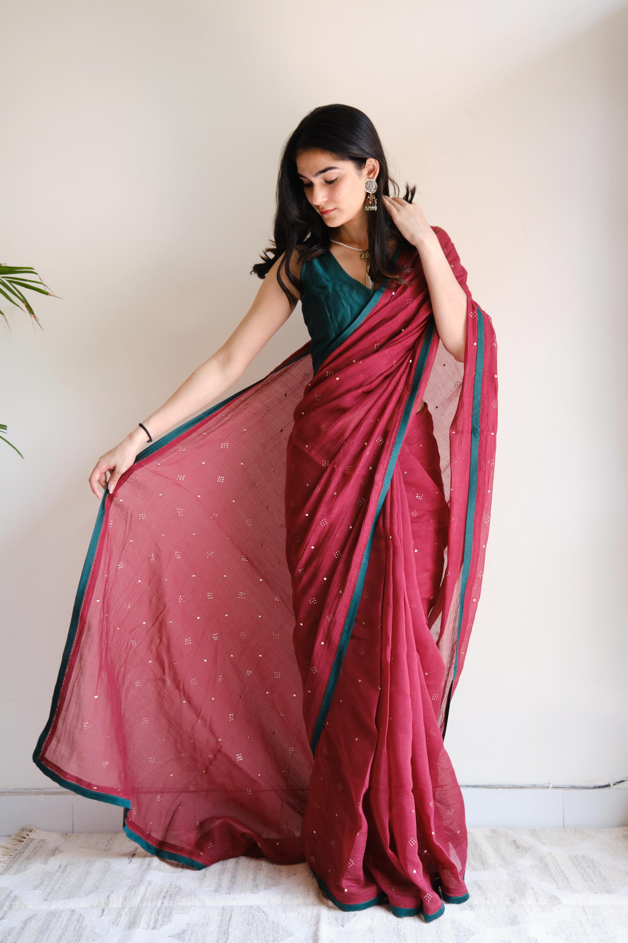 Juanita- MAROON MUKAISH SAREE