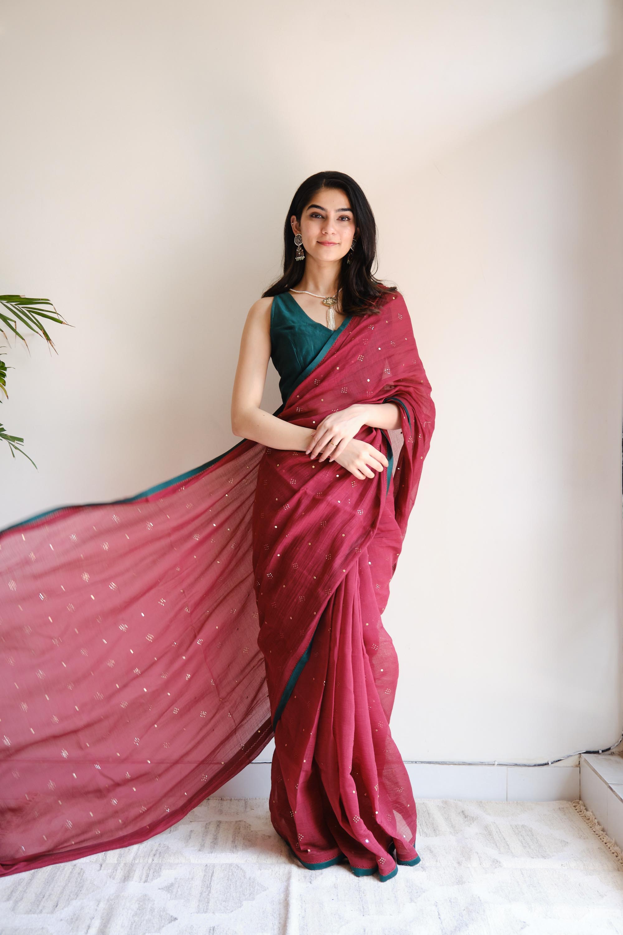 Juanita- MAROON MUKAISH SAREE