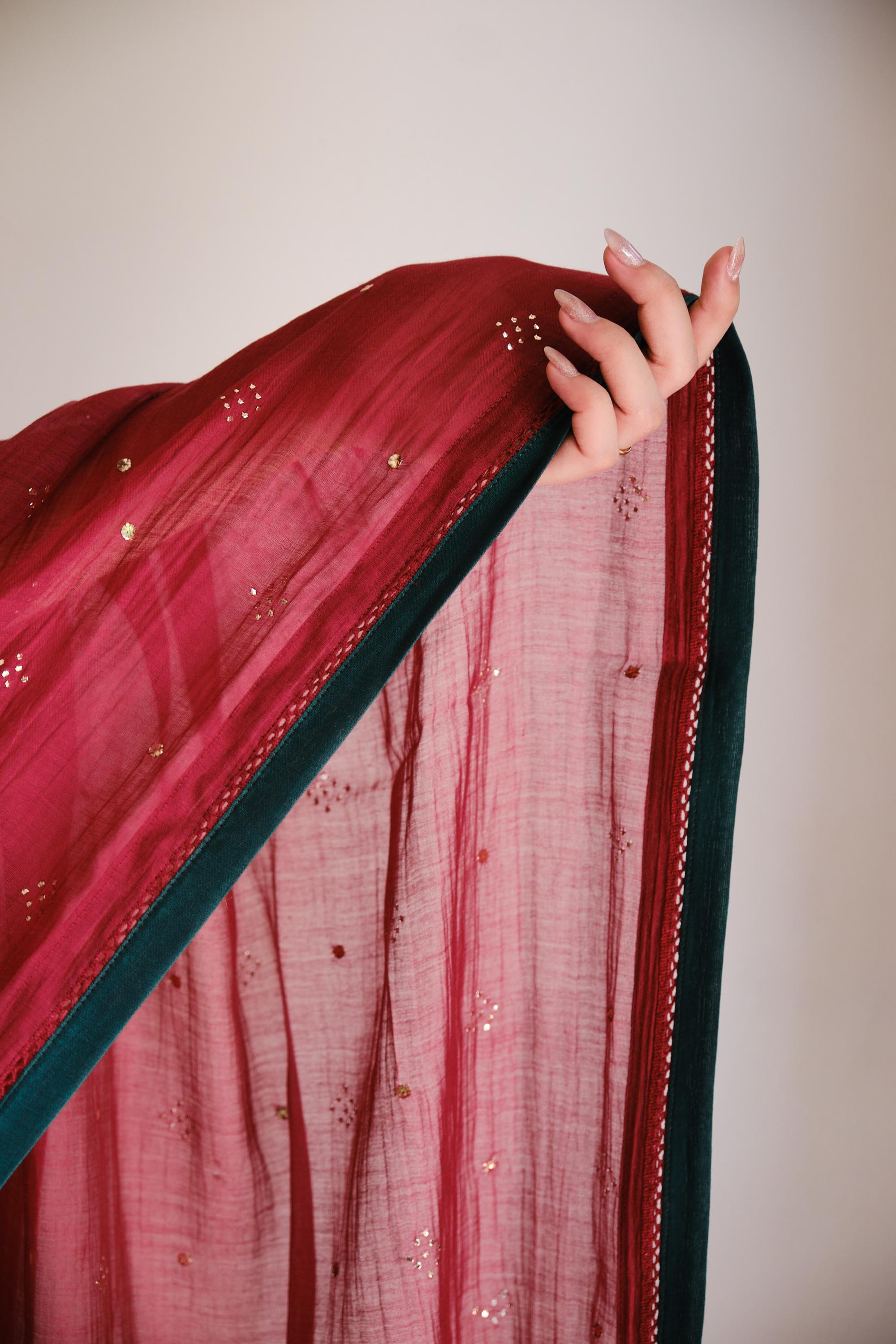 Juanita- MAROON MUKAISH SAREE