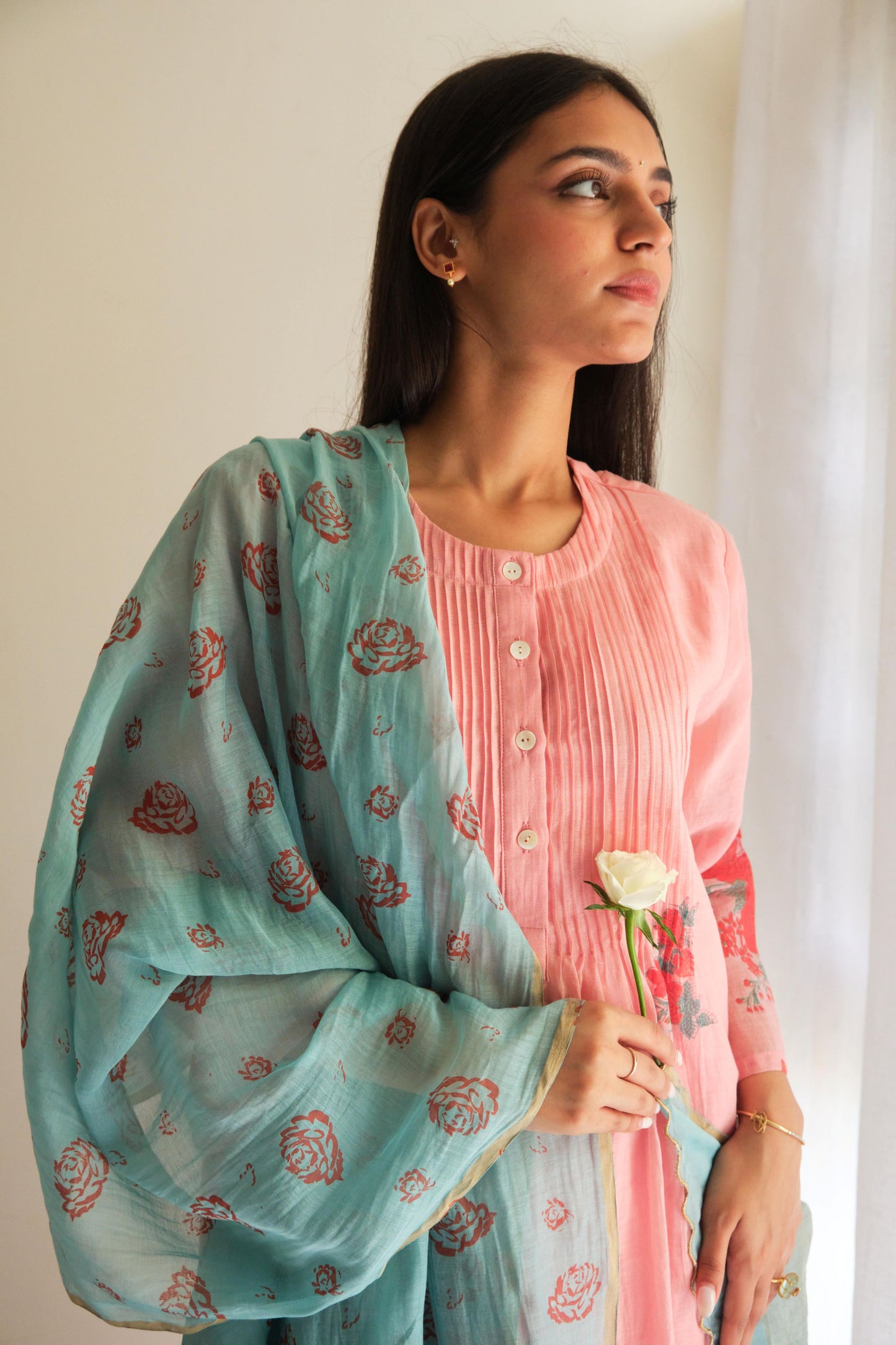 Juanita - Rosy Handblock Kurta Set