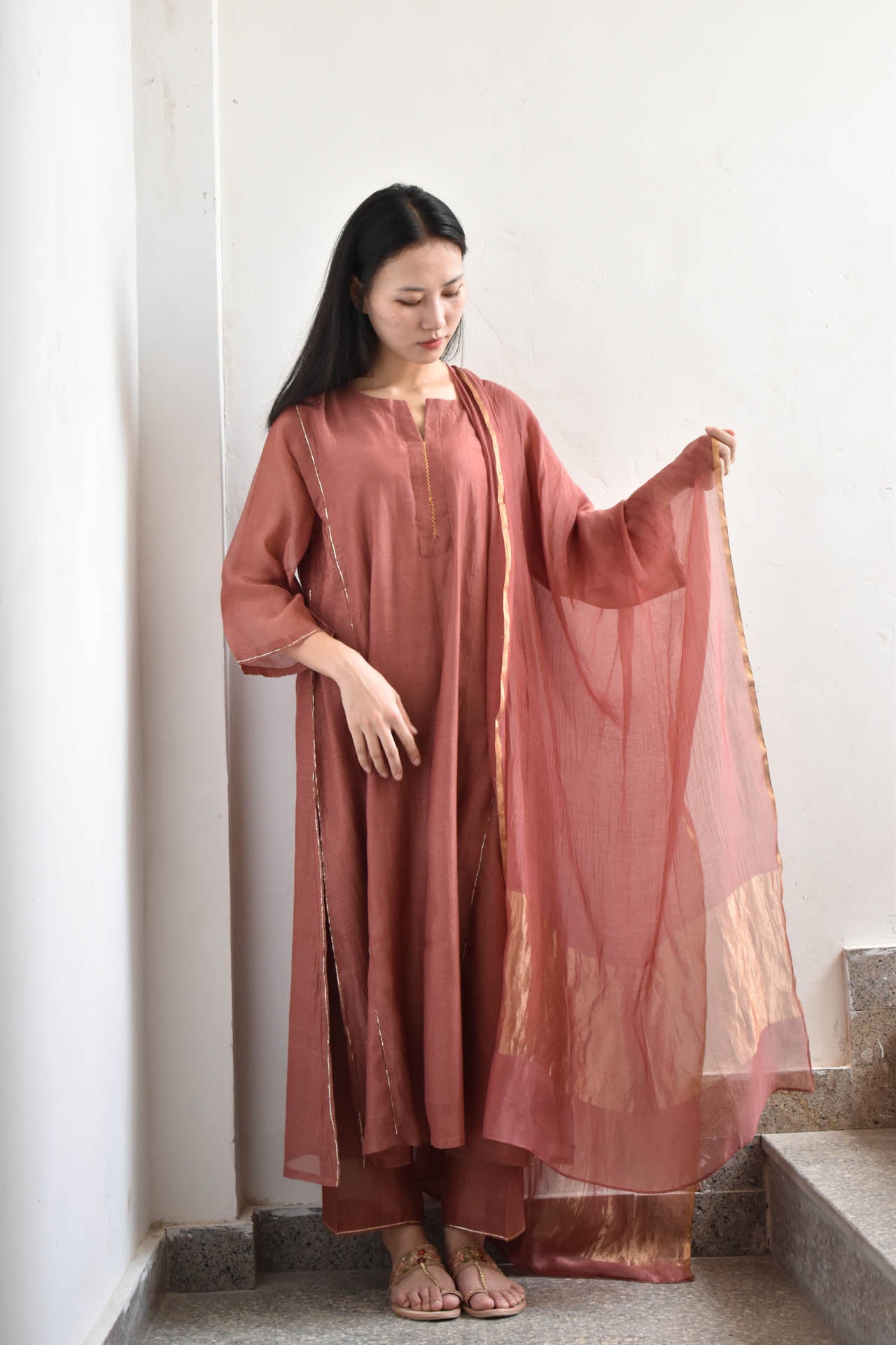 Juanita- Auburn Smocking Kurta Set