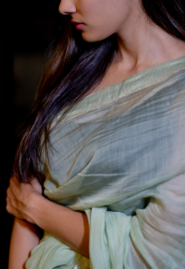 Juanita- Handwoven Sea Green Saree
