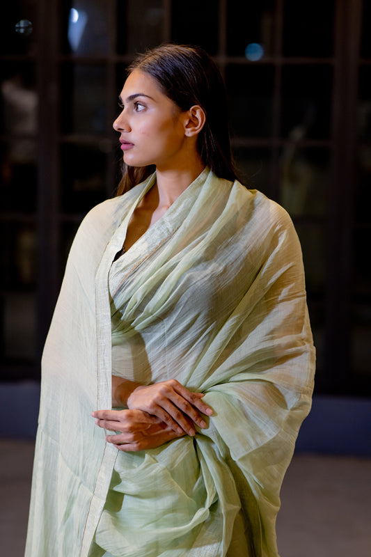 Juanita- Handwoven Sea Green Saree