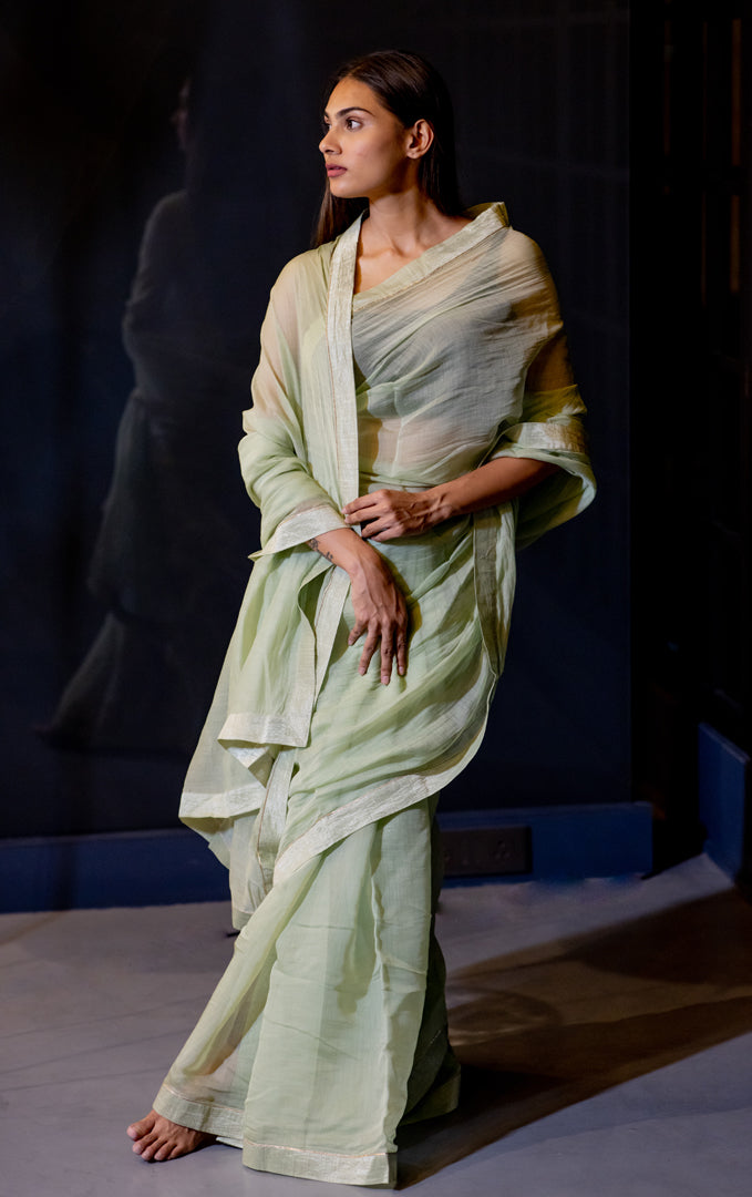 Juanita- Handwoven Sea Green Saree