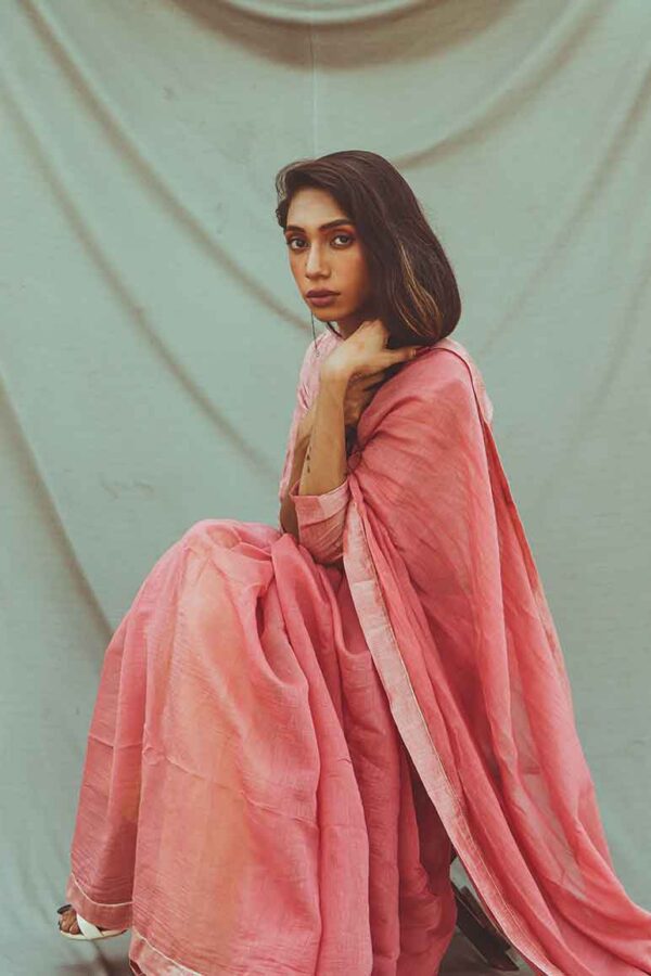 Juanita- Handwoven Rose Saree