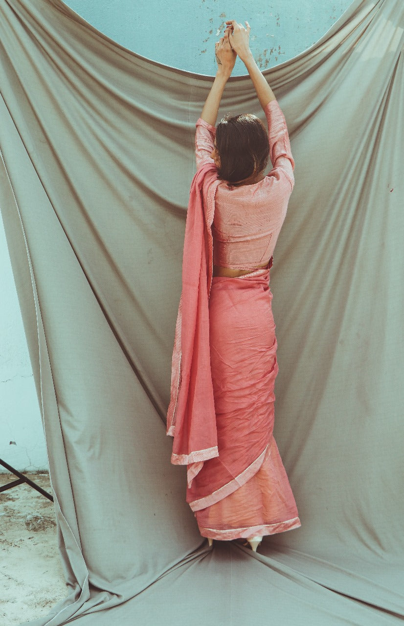 Juanita- Handwoven Rose Saree