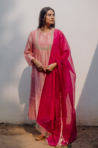 Juanita- Handwoven Light Rose Comfort Fit Kurta