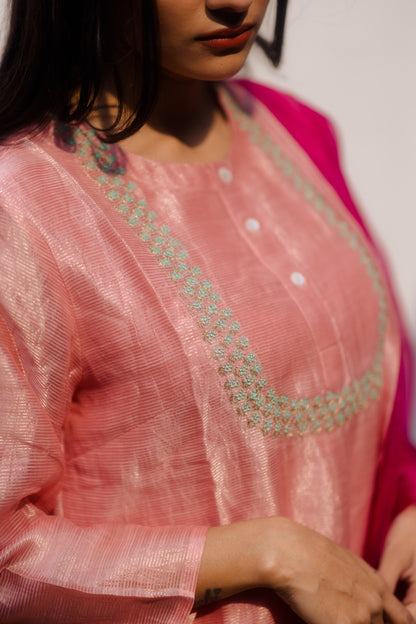 Juanita- Handwoven Light Rose Comfort Fit Kurta