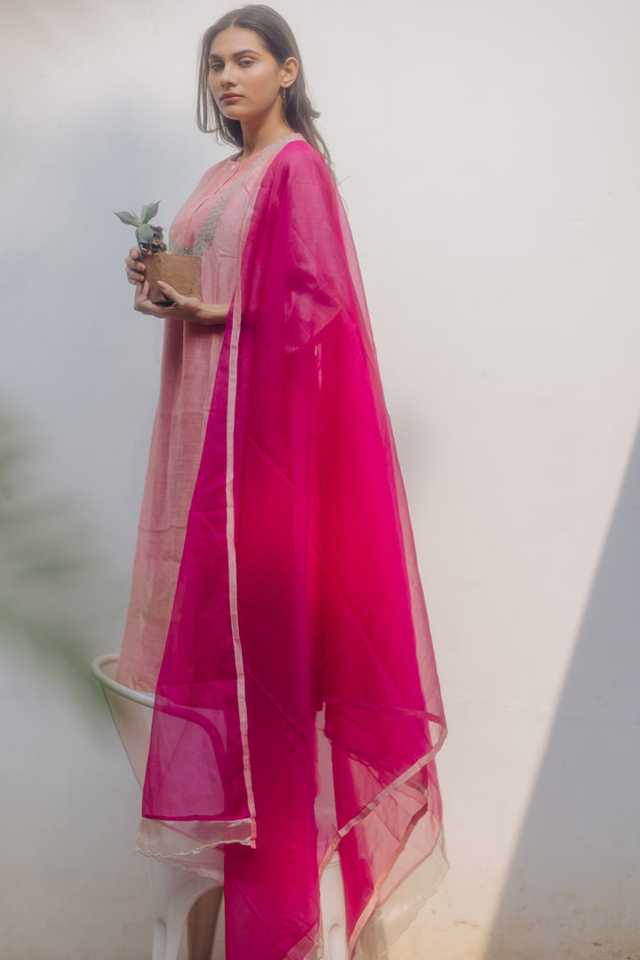 Juanita- Handwoven Light Rose Comfort Fit Kurta