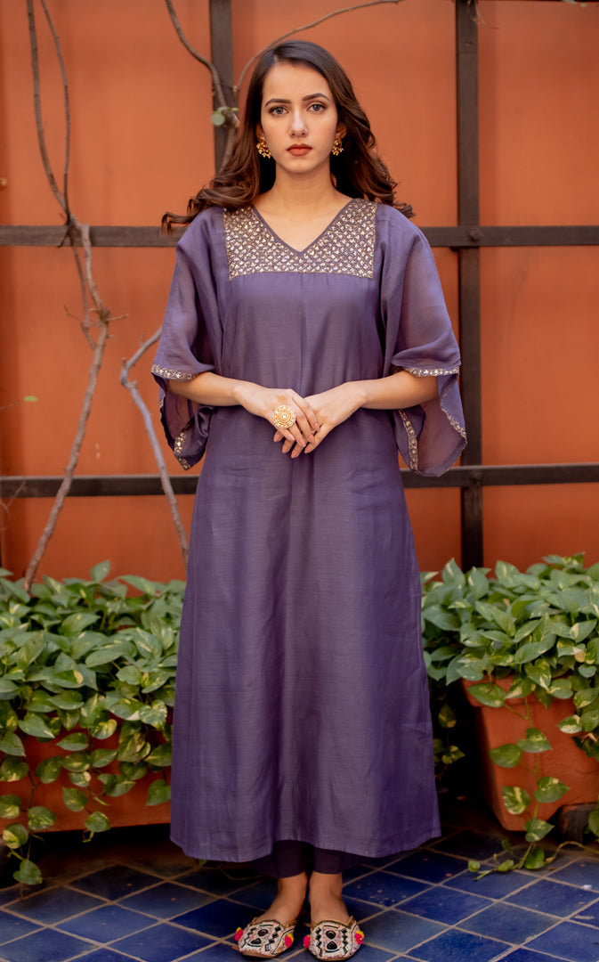 Juanita- Handwoven Chanderi Silk Kaftan Style Kurta
