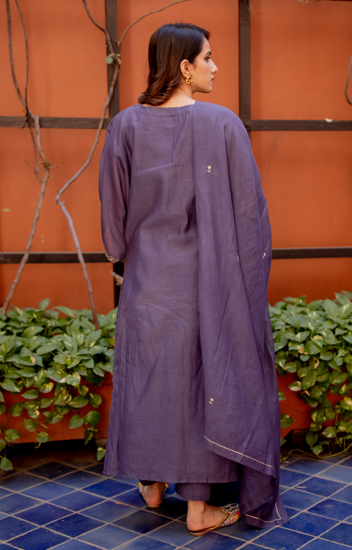 Juanita- Handwoven Chanderi Silk Kaftan Style Kurta