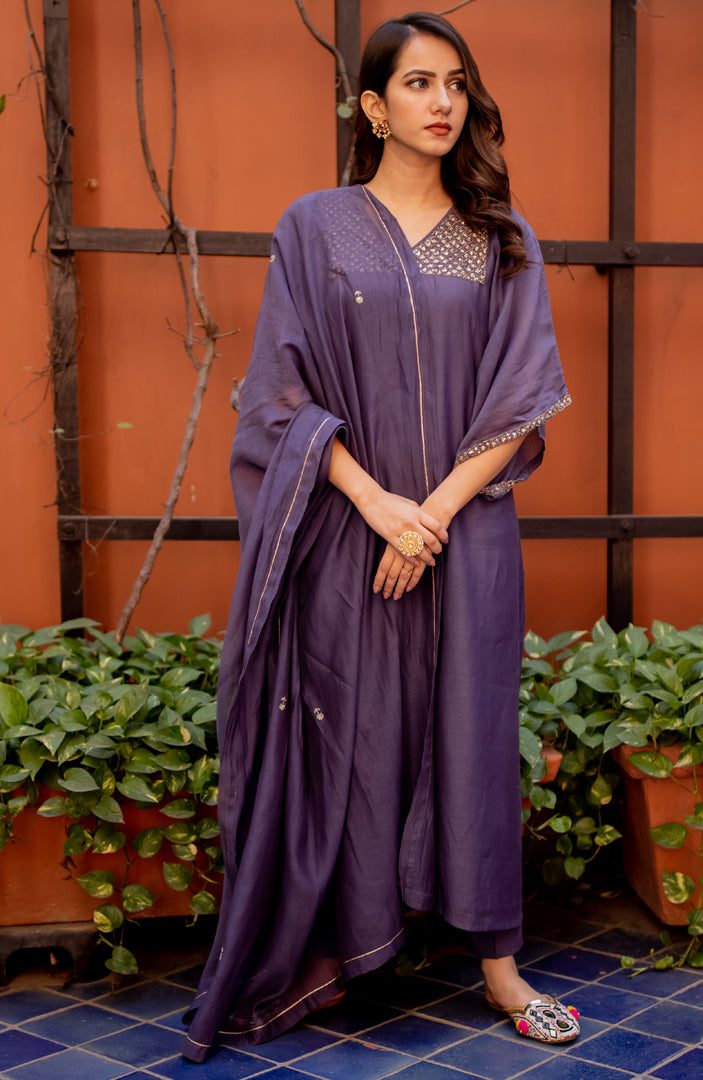 Juanita- Handwoven Chanderi Silk Kaftan Style Kurta