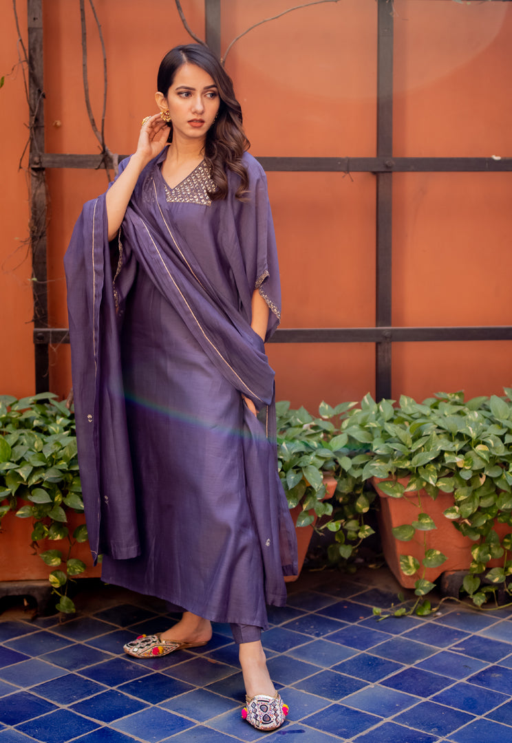 Juanita- Handwoven Chanderi Silk Kaftan Style Kurta