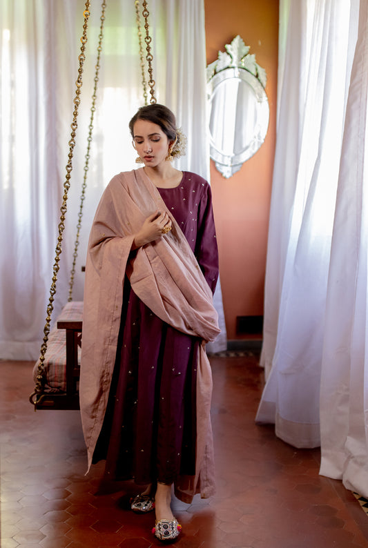 Juanita- Anarkali Handwoven Cotton Silk