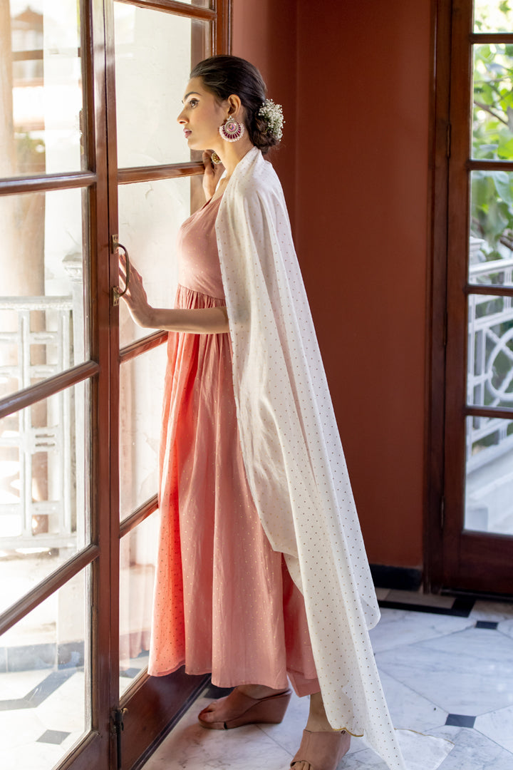 Juanita- Sleeveless Anarkali Pure Handloom Cotton