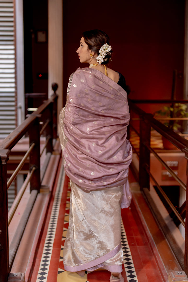Juanita-Pure Handwoven Saree Silver Tissue