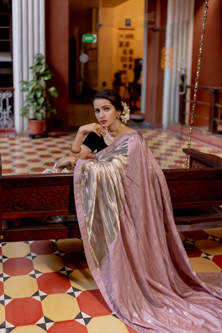 Juanita-Pure Handwoven Saree Silver Tissue