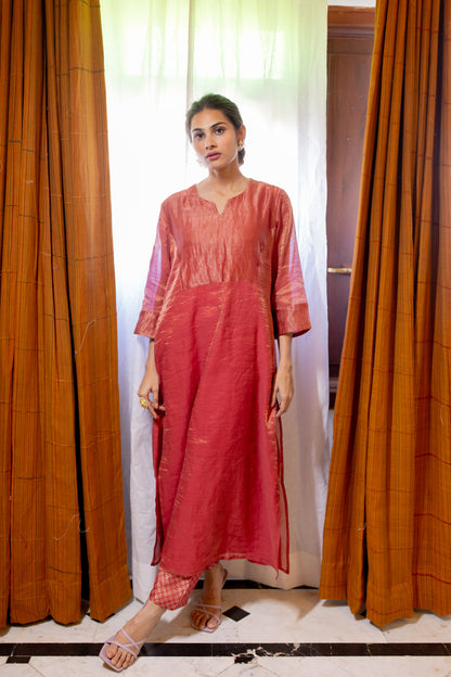 Juanita- Pure Handwoven Chanderi Tissue Kurta