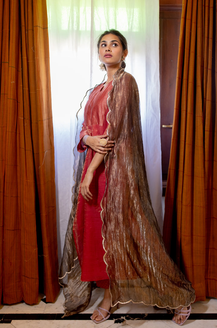 Juanita- Pure Handwoven Chanderi Tissue Kurta