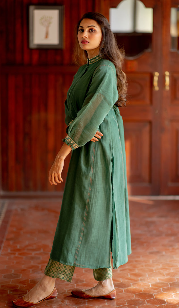 Juanita- Bottle Green Chandri Kurta