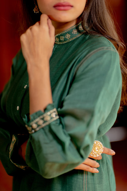 Juanita- Bottle Green Chandri Kurta