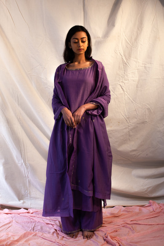 Juanita- Handwoven Chanderi Kurta (Purple Color)