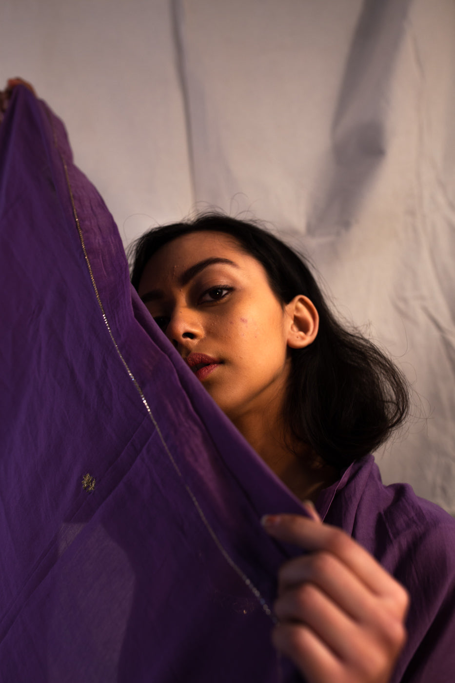 Juanita- Handwoven Chanderi Kurta (Purple Color)