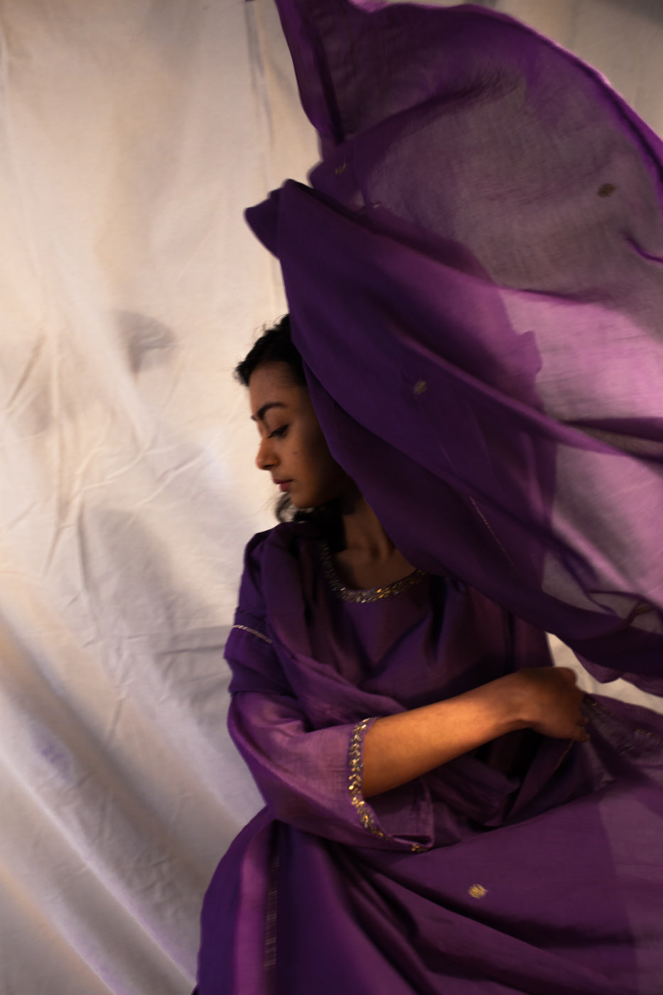Juanita- Handwoven Chanderi Kurta (Purple Color)