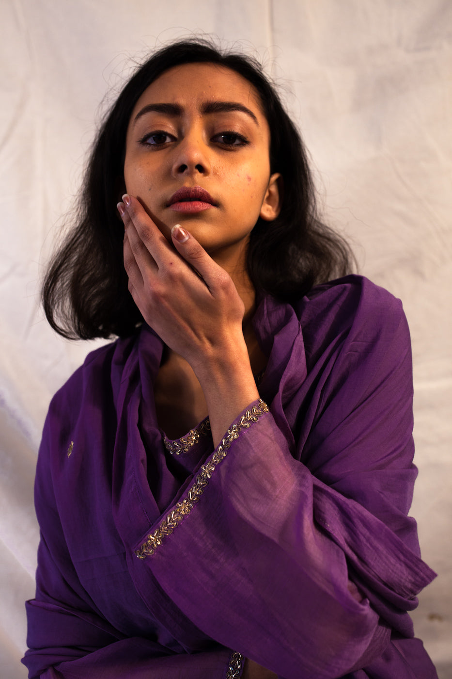 Juanita- Handwoven Chanderi Kurta (Purple Color)