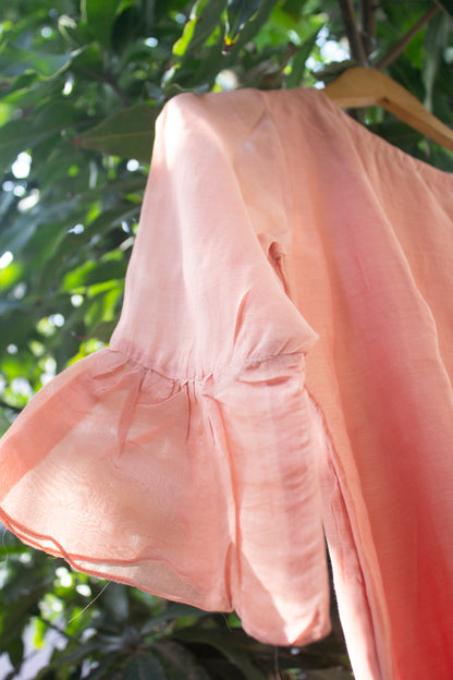 Juanita- Fabric ~Handwoven chanderi and handloom cotton- peach