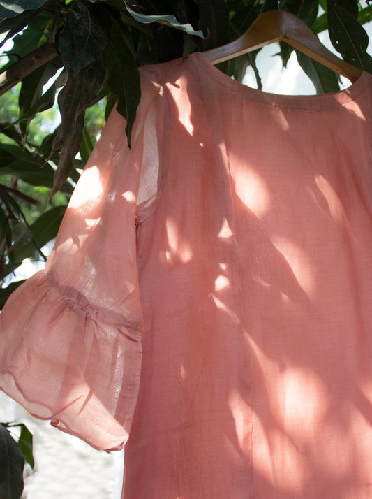 Juanita- Fabric ~Handwoven chanderi and handloom cotton- peach