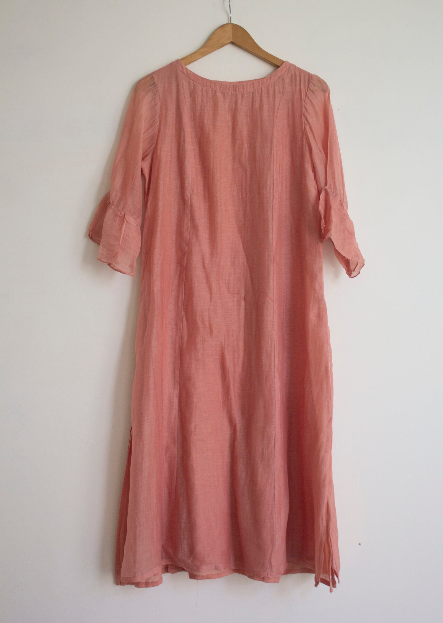 Juanita- Fabric ~Handwoven chanderi and handloom cotton- peach