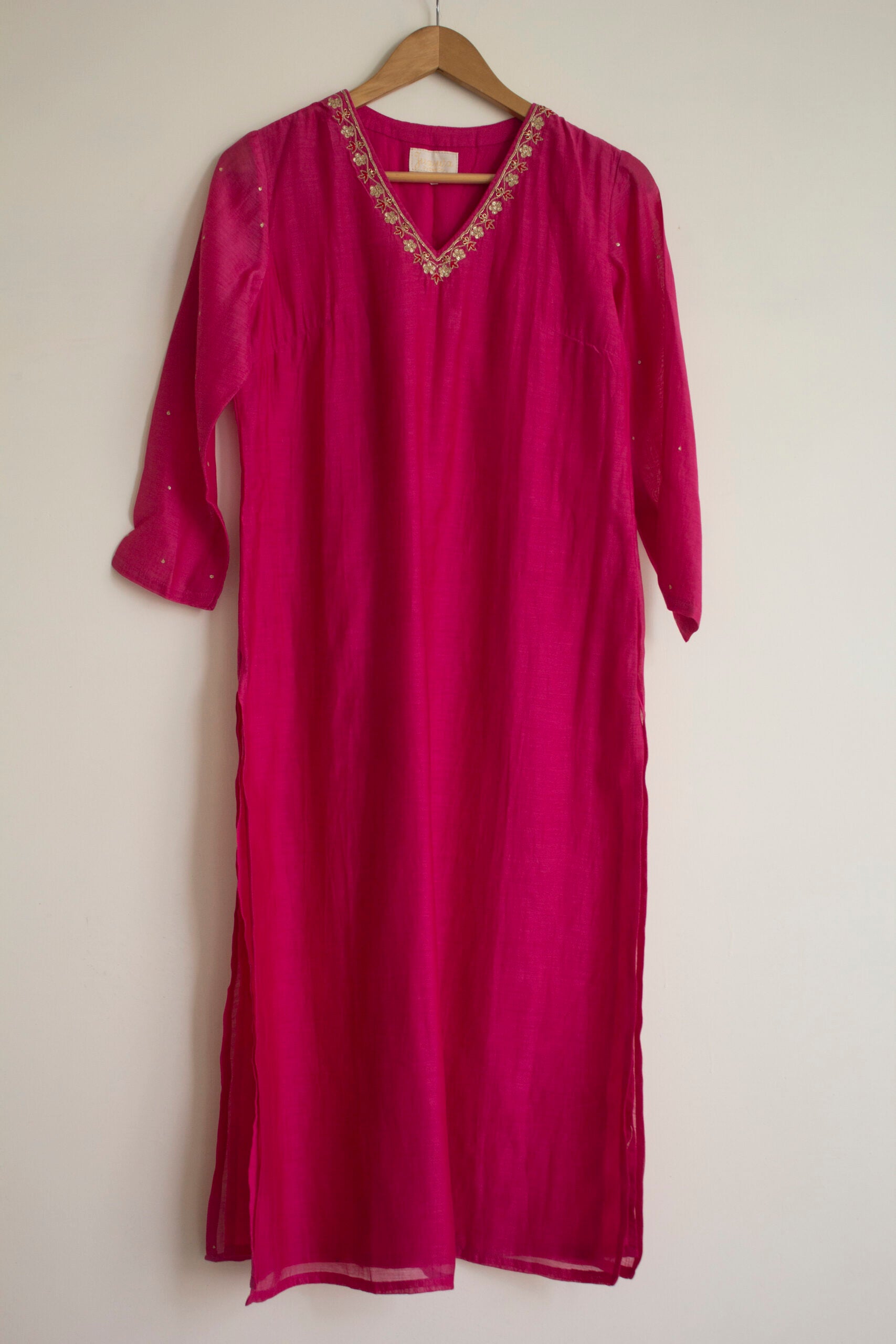 Juanita- Fabric ~Handwoven chanderi and handloom cotton- hot pink