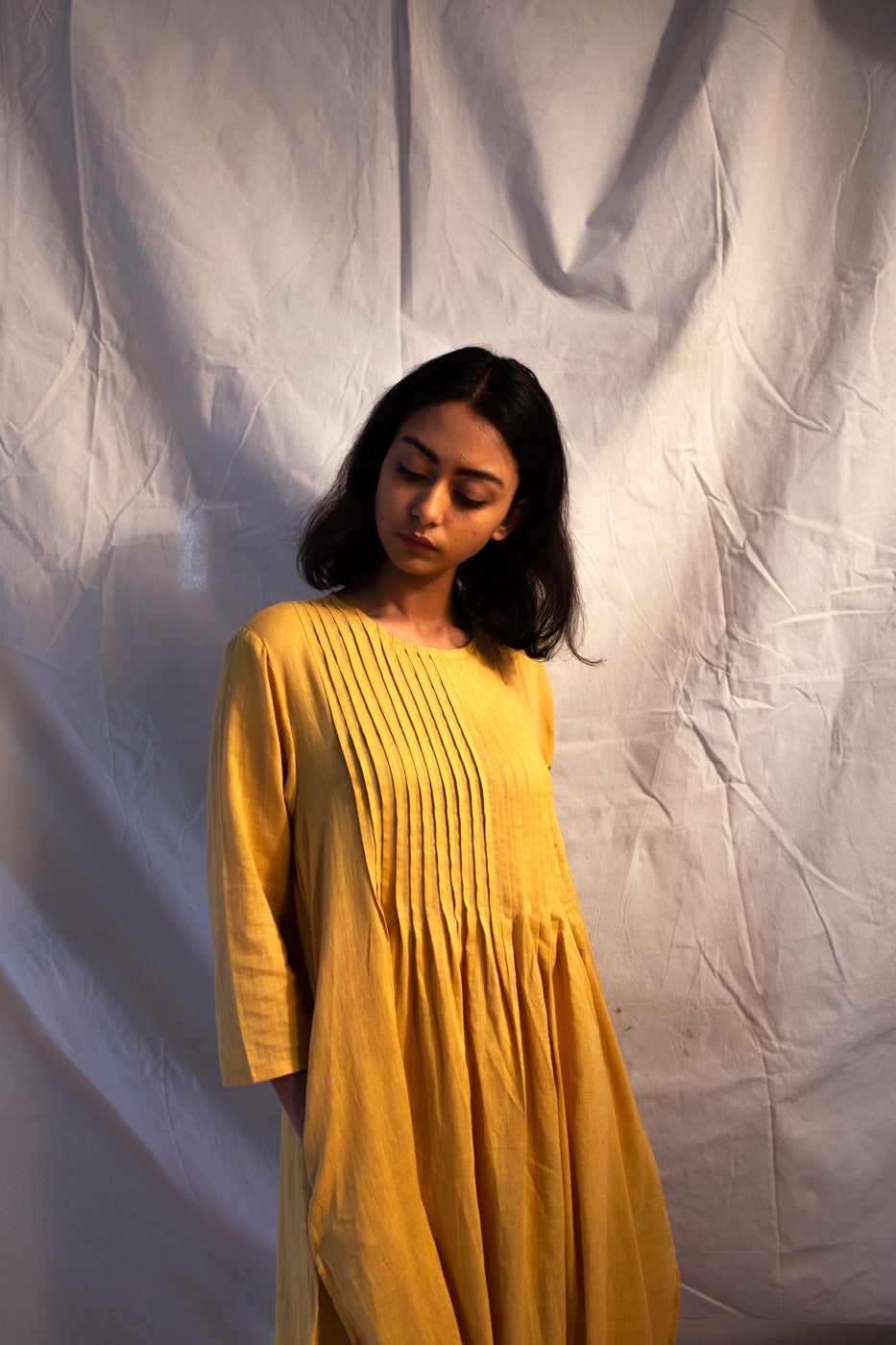 Juanita- Handloom Cotton Kurta Styled (Mustard Color)