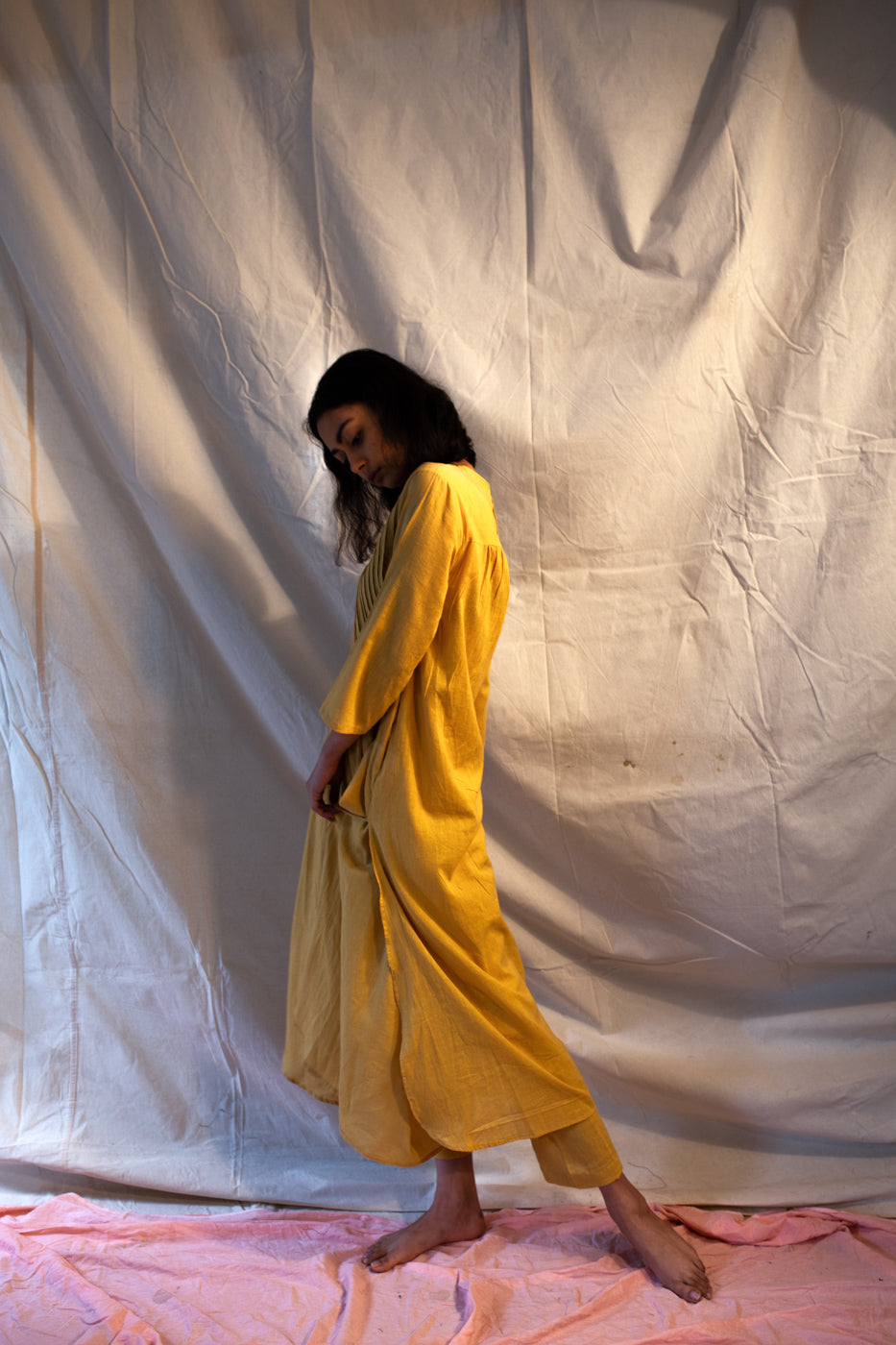 Juanita- Handloom Cotton Kurta Styled (Mustard Color)