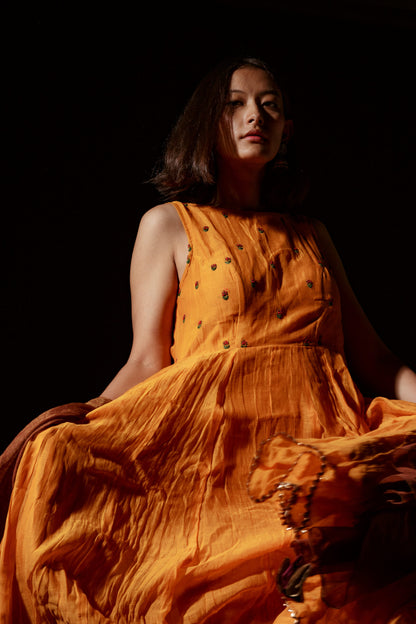 THE MUSTARD HANDWOVEN CHANDERI KURTA